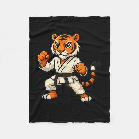 Tiger Karate Funny Black Belt Boys Mädchen Kinder Fleecedecke (Vorderseite)