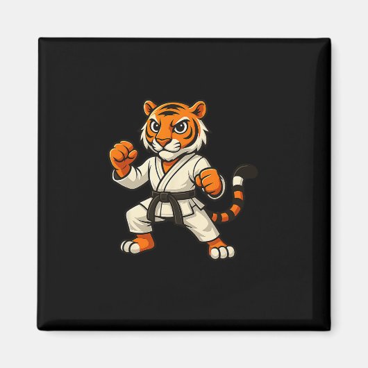 Tiger Karate Funny Black Belt Boys Mädchen Kinder Magnet (Vorne)
