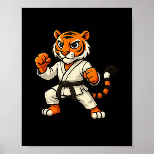 Tiger Karate Funny Black Belt Boys Mädchen Kinder Poster