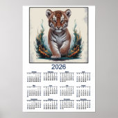 Tiger-Kätzchen 2026 Kalender Poster (Vorne)
