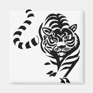 Tiger Katze Big Schwarz-weiß Stripes Prowl Walk Magnet