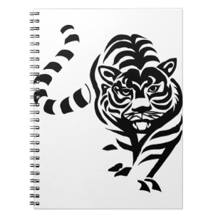 Tiger Katze Big Schwarz-weiß Stripes Prowl Walk Notizblock