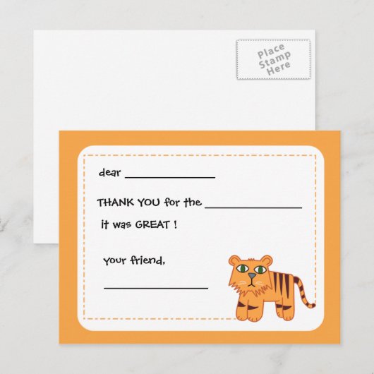 Tiger - Kinder Dankeschön Karte (Vorne/Hinten)