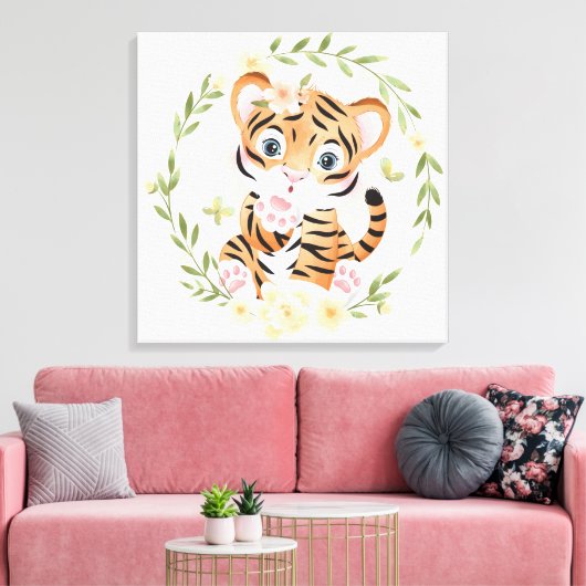 Tiger Kisses Canvas Print Leinwanddruck (Insitu (Wohnzimmer))