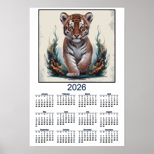 Tiger Kitten 2026 Kalender Poster (Vorne)