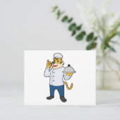 Tiger Koch Chef hat Tabletts Postkarte (Stehend Vorderseite)