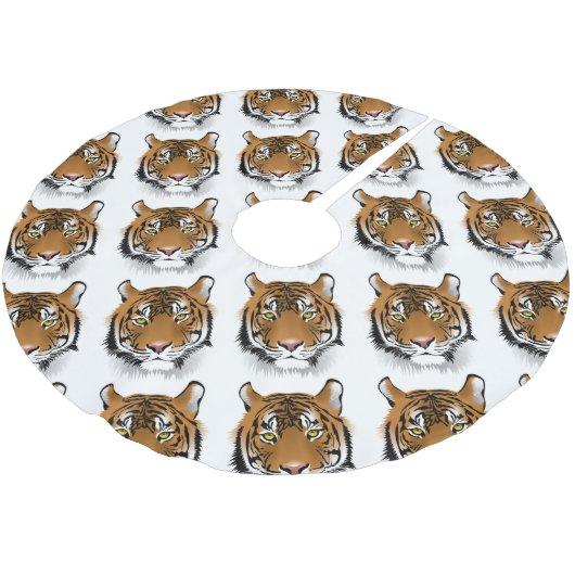 Tiger-Kopf-Druck-Entwurf Polyester Weihnachtsbaumdecke (Schrägansicht)