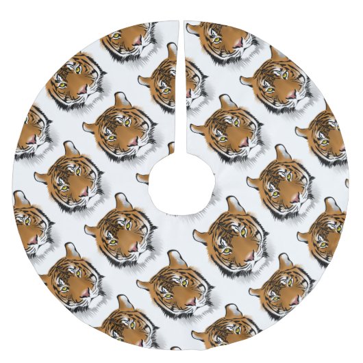 Tiger-Kopf-Druck-Entwurf Polyester Weihnachtsbaumdecke (Vorderseite)