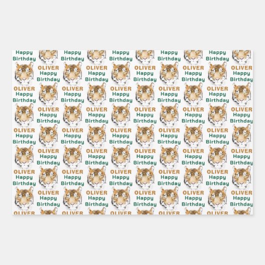 Tiger-Kopf-Tier Geschenkpapier Set (Vorderseite 3)