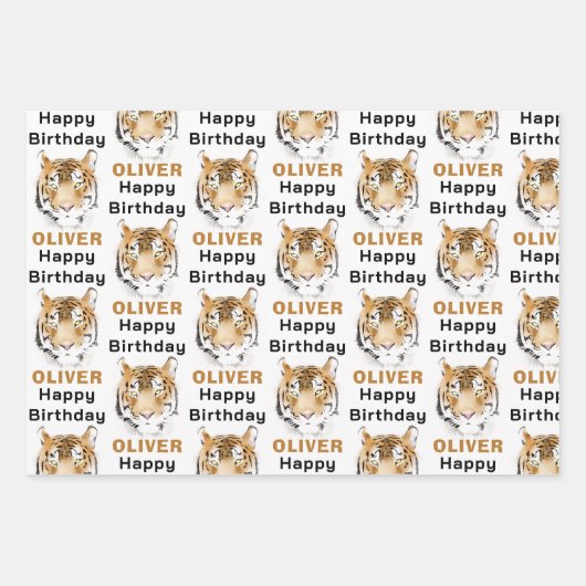 Tiger-Kopf-Tier Geschenkpapier Set (Vorderseite 2)