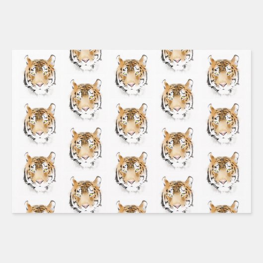 Tiger-Kopf-Tier Geschenkpapier Set (Vorderseite)