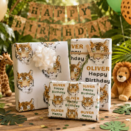 Tiger-Kopf-Tier Geschenkpapier Set