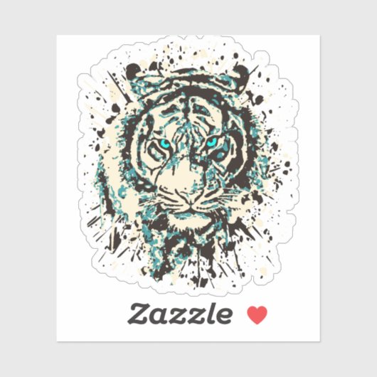 Tiger-Kopfaufkleber - Blue Tiger Sticker (Blatt)