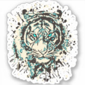 Tiger-Kopfaufkleber - Blue Tiger Sticker (Vorderseite)
