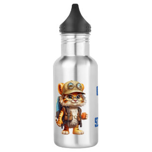 Tiger-Kugel mit Rucksack und Trinken Edelstahlflasche