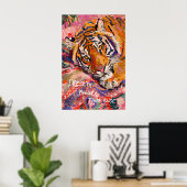 Tiger-Kunstprint Träume größer - Bunt Poster (Heimbüro)