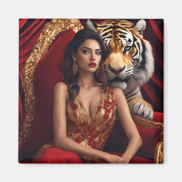 Tiger Lady auf einem Kreismagneten Magnet
