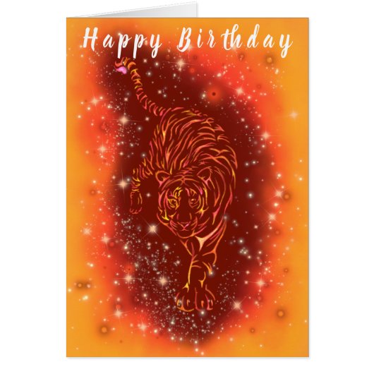 Tiger läuft bei der Starry Night Birthday Card (Vorne)