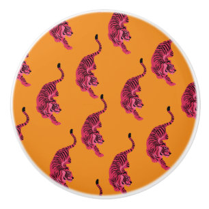 Tiger - Lebendiges Rosa Keramikknauf