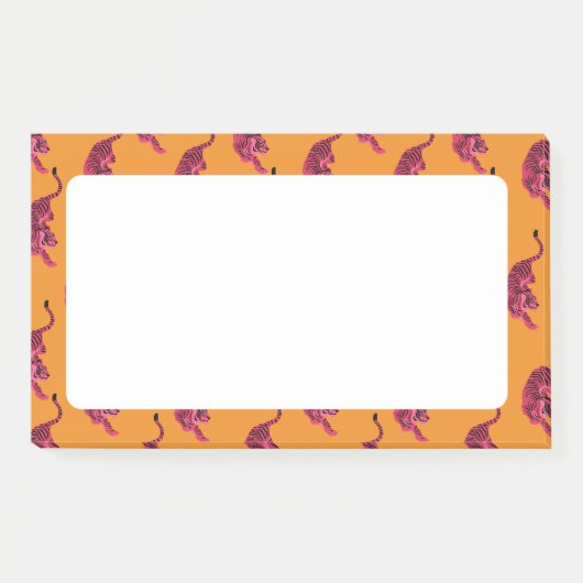 Tiger - Lebendiges Rosa Post-it Klebezettel (Vorderseite)