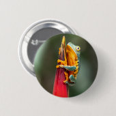 Tiger Leged Monkey Tree Frog Green Orange Button (Vorne & Hinten)