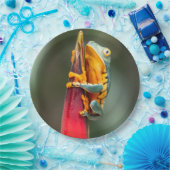 Tiger-Legende-Affenbaum-Frosch-grüne Orange Pappteller (Party)