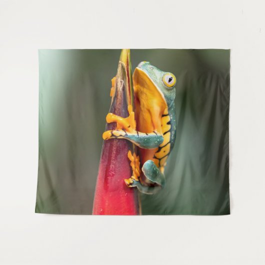 Tiger-Legende-Affenbaum-Frosch-grüne Orange Wandteppich (Vorderseite (Horizontal))