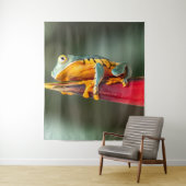 Tiger-Legende-Affenbaum-Frosch-grüne Orange Wandteppich (Beispiel)