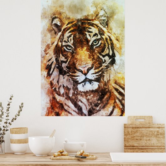 Tiger Leinwand Art Poster (Küche)