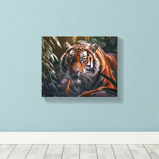 Tiger-Leinwand - Dschungel Leinwanddruck (Insitu (Holzboden))