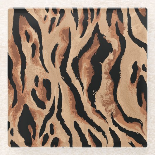 Tiger Leopard: Tierhaut nahtlos Glasuntersetzer (Vorderseite)