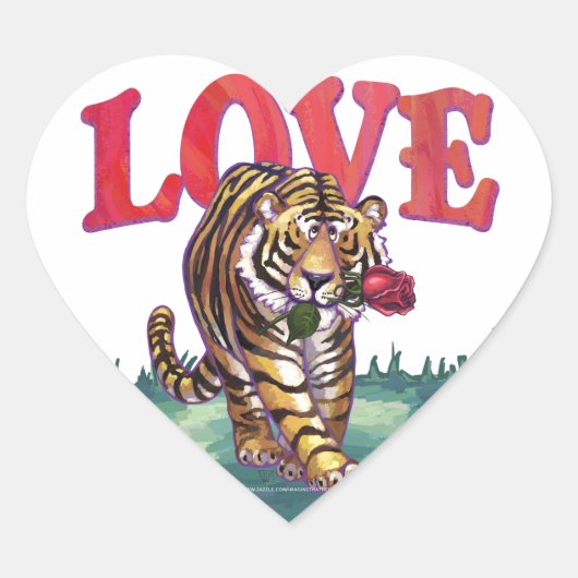 Tiger Liebe Heart Stickers (Vorderseite)