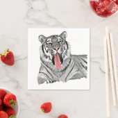 Tiger liegen im Schnee und zeigen Zunge Serviette (Beispiel)