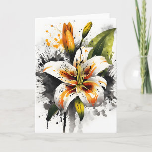 Tiger-Lilie - Aquarellblumen Karte