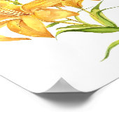 Tiger-Lilie in orangefarbenem und gelbem Wasserfar Poster (Ecke)