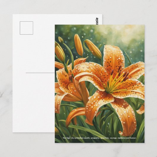 Tiger-Lilie Symbolik Postkarte (Vorne/Hinten)