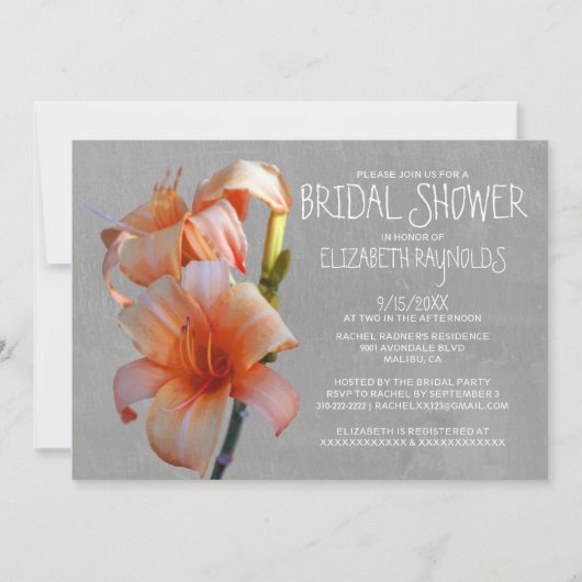 Tiger Lilies Bridal Dusche Einladungen (Vorderseite)