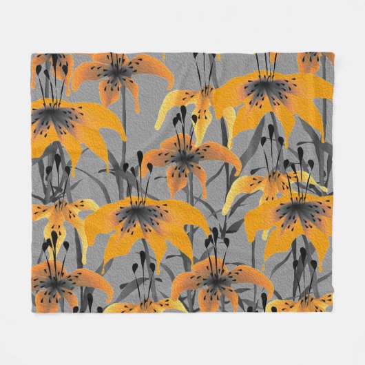 Tiger Lilies Fleece Blanket (Vorderseite (Horizontal))