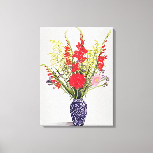 Tiger Lilies Gladioli und Scabious in a Blue Leinwanddruck (Vorderseite)