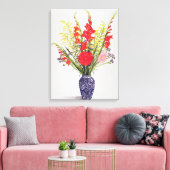 Tiger Lilies Gladioli und Scabious in a Blue Leinwanddruck (Insitu (Wohnzimmer))