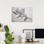 Tiger Lilies Pencil Zeichnend Blume Art Print Poster (Heimbüro)