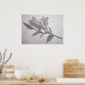 Tiger Lilies Pencil Zeichnend Blume Art Print Poster (Küche)