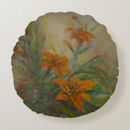 Tiger Lilies Rundes Kissen