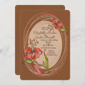 Tiger Lilies Wedding, braun Einladung (Vorne/Hinten)
