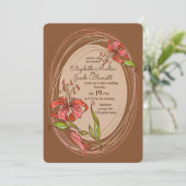 Tiger Lilies Wedding, braun Einladung (Stehend Vorderseite)