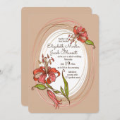 Tiger Lilies Wedding, hellbraun Einladung (Vorne/Hinten)