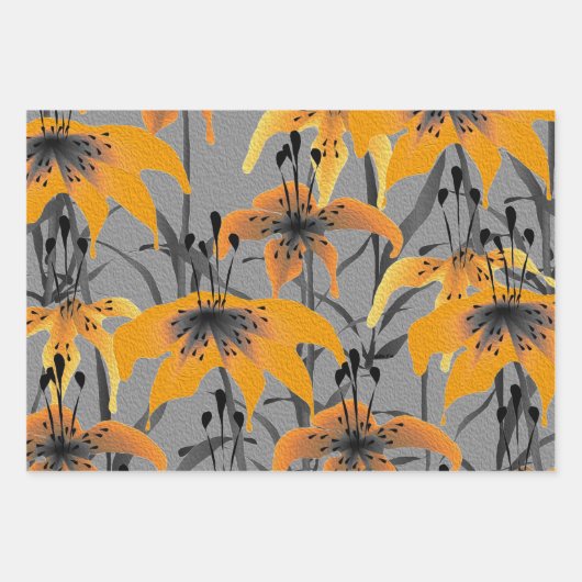 Tiger Lilies Wrapping Paper Sheets Geschenkpapier Set (Vorderseite)
