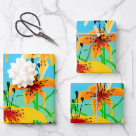 Tiger Lilies Wrapping Paper Sheets Geschenkpapier Set