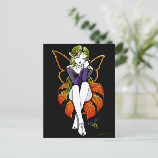 Tiger lillith Postcard Fairy Dark Blume Fantasy Postkarte (Stehend Vorderseite)