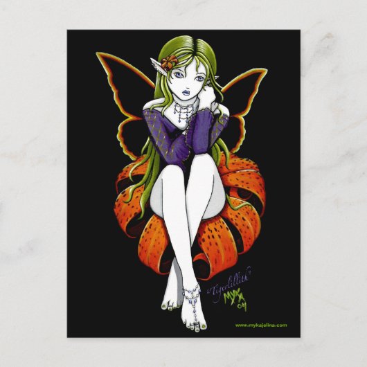 Tiger lillith Postcard Fairy Dark Blume Fantasy Postkarte (Vorderseite)